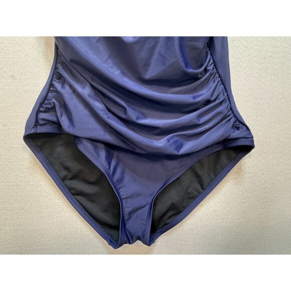 Hilor One-Shoulder One Piece Swimsuit Womens 14 Navy Tummy Control Beach Padded - Picture 6 of 10